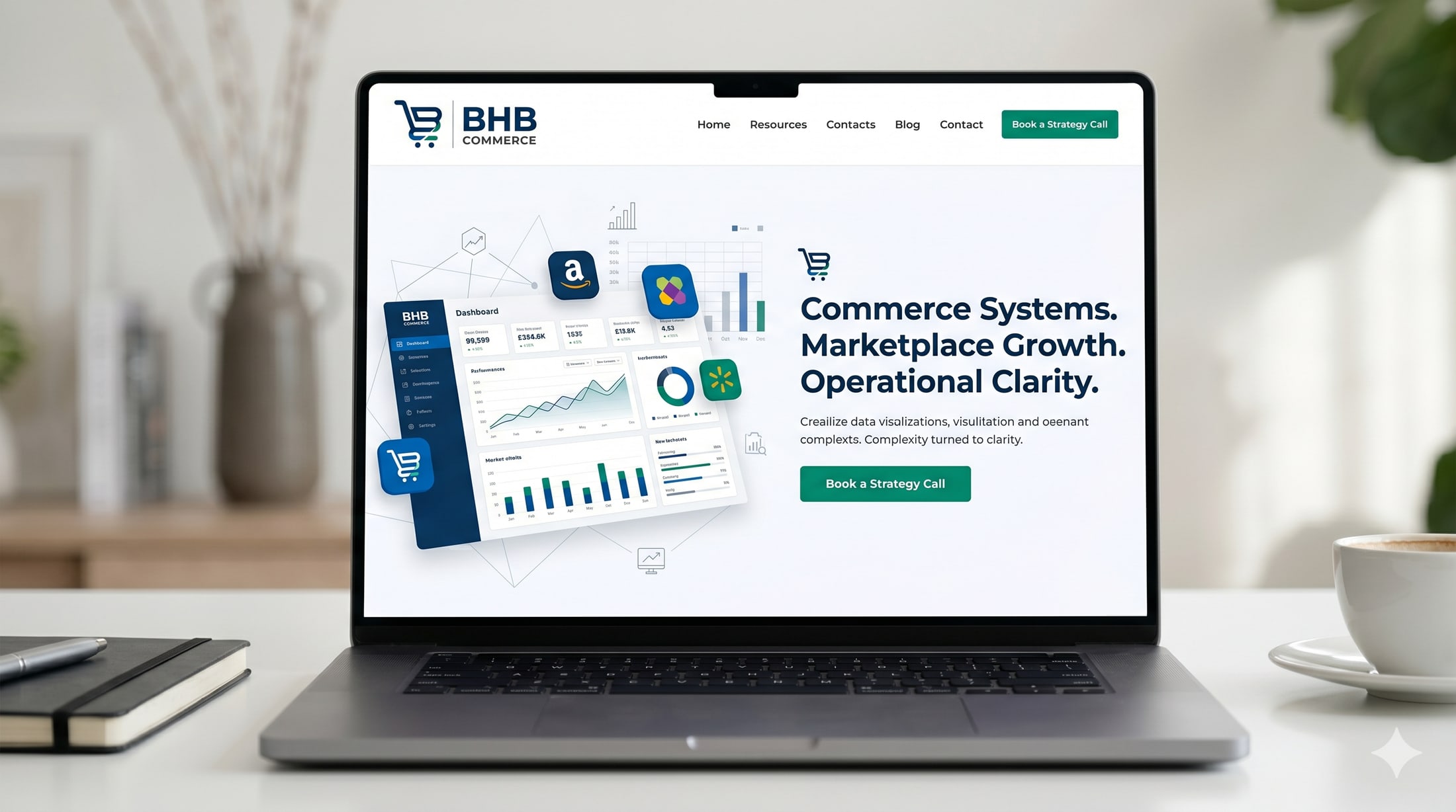 BHB Commerce workspace with marketplace dashboard and commerce systems context